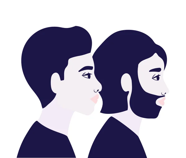 Mannen cartoons in zijaanzicht in blauwe kleur vector ontwerp — Stockvector