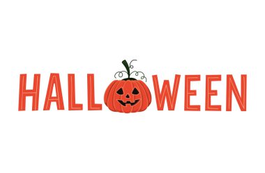 Balkabağı vektör tasarımlı Cadılar Bayramı metni