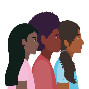 Siyahi kadın ve erkek derilerinin çeşitliliği vektör tasarımı