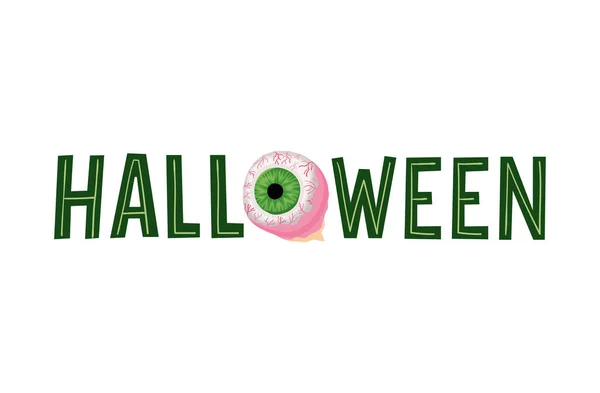 Tekst Halloween z projektu wektor kreskówek oko — Wektor stockowy