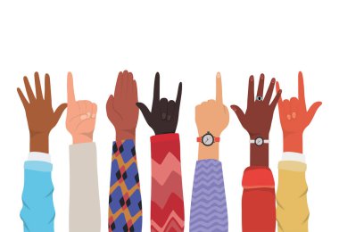 Bir numaralı eller ve farklı deri vektör tasarımı türlerinin kaya işaretleri