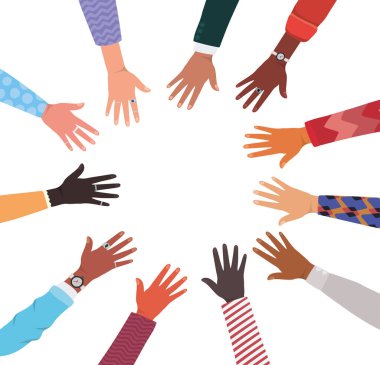 Çember vektör tasarımında el derisinin çeşitliliği