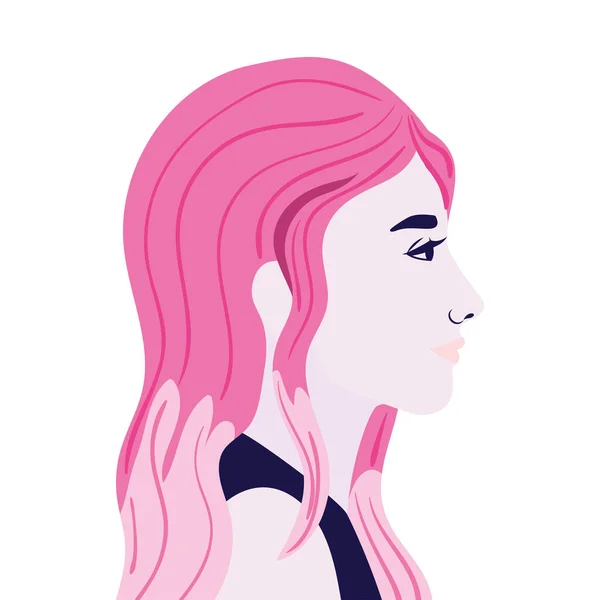 Kvinna tecknad i sidan visa i rosa färg vektor design — Stock vektor