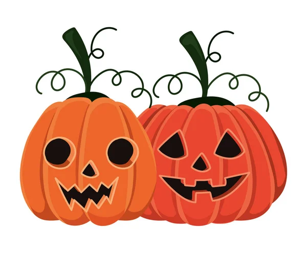 Calabazas de halloween dibujos animados diseño de vectores — Vector de stock