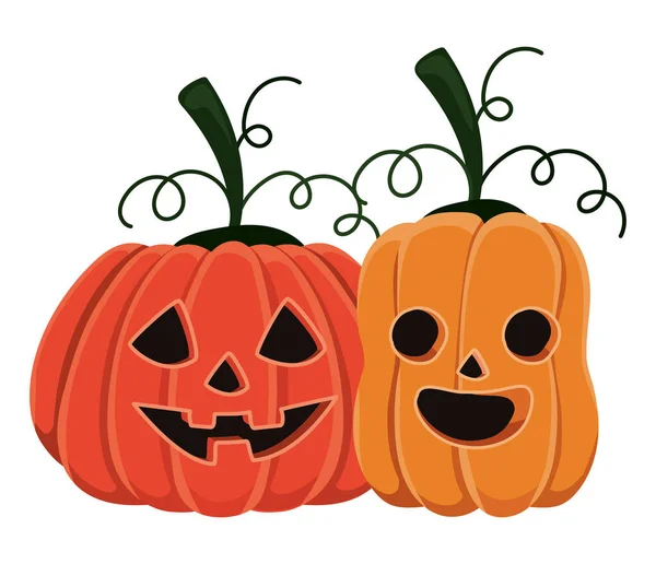 Halloween citrouilles dessins animés design vectoriel — Image vectorielle