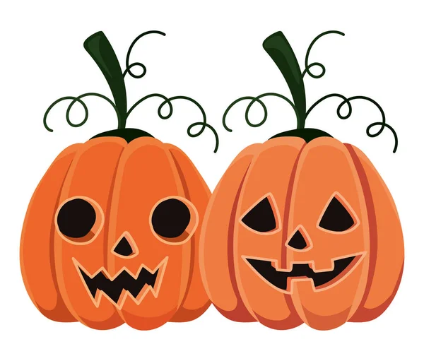 Calabazas de halloween dibujos animados diseño de vectores — Vector de stock