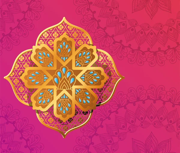 Flor de oro en rosa con diseño de vectores de fondo mandalas — Archivo Imágenes Vectoriales