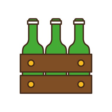 Sepet çizgisinde bira şişeleri ve biçim ikonu vektör tasarımı