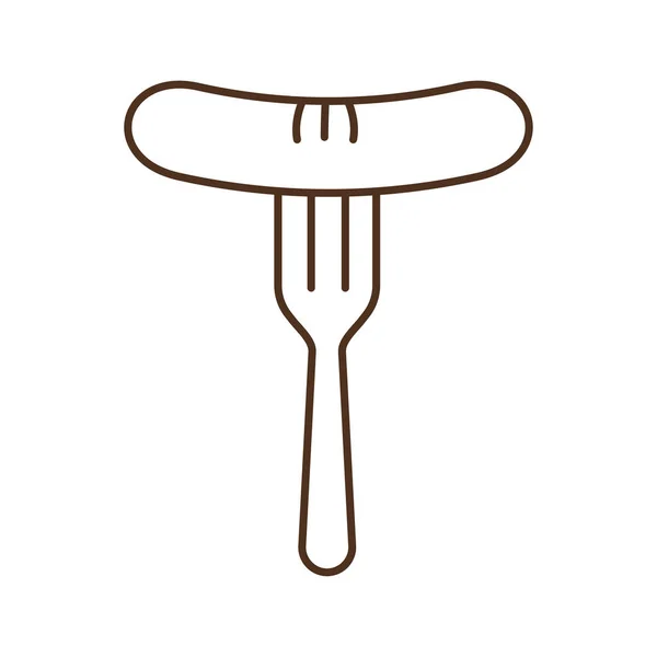 Salsicha em linha de garfo estilo ícone vetor design —  Vetores de Stock