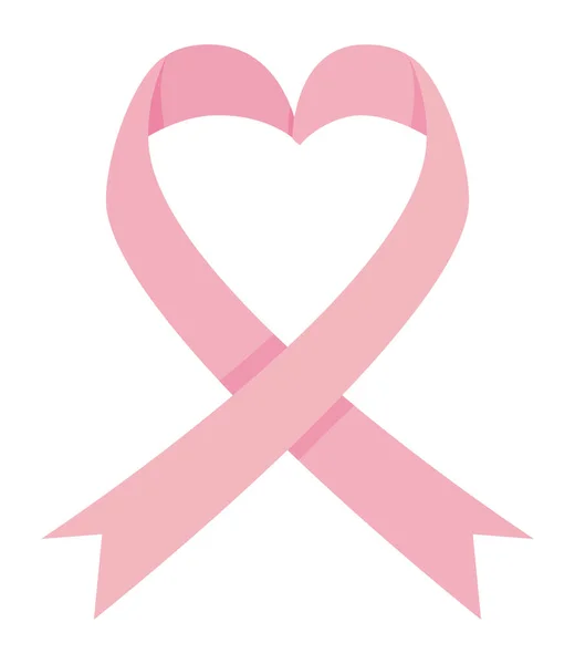 Ruban rose coeur de conception vectorielle de sensibilisation au cancer du sein — Image vectorielle