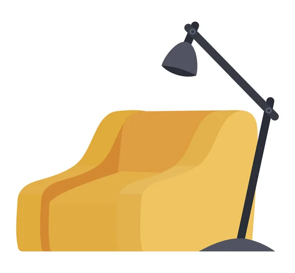 Chaise jaune avec design vectoriel lampe — Image vectorielle