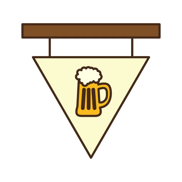 バナーラインにビールグラスとアイコンベクトルのデザイン — ストックベクタ