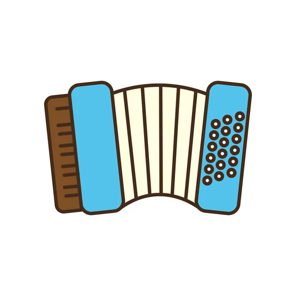 Línea de instrumentos de acordeón y diseño de vectores icono de estilo de relleno — Vector de stock