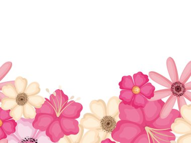 İzole edilmiş pembe ve beyaz çiçek vektör tasarımı