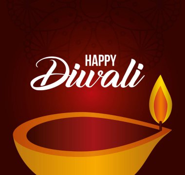 Kırmızı arkaplan vektör tasarımında mutlu diwali mumları