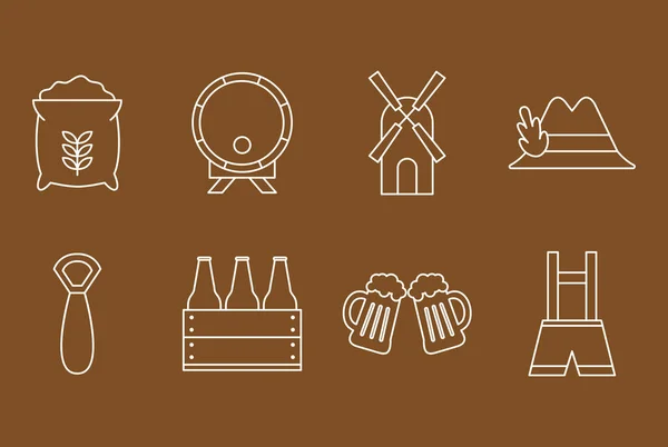 Oktoberfest line style set icons vektordesign — Stockvektor