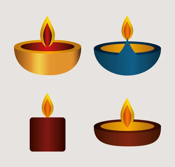 Feliz diwali velas definir design vetor —  Vetores de Stock