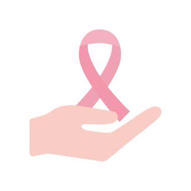 Göğüs kanseri kurdelesi düz stil vektör tasarımı üzerinde