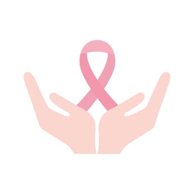 Göğüs kanseri kurdelesi düz stil ikon vektör tasarımı üzerinde