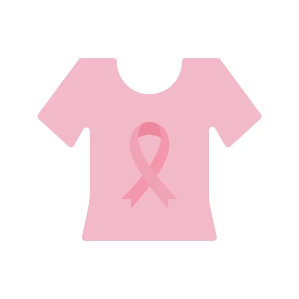 Tshirt met borstkanker lint platte stijl icoon vector ontwerp — Stockvector