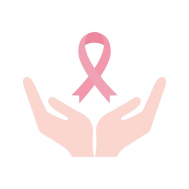 Göğüs kanseri kurdelesi düz stil ikon vektör tasarımı üzerinde
