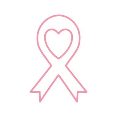 Kalp çizgisi biçim vektör tasarımlı göğüs kanseri kurdelesi