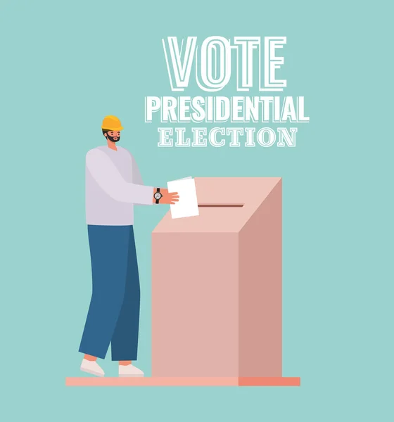 Başkanlık seçim metni tasarımlı erkek ve oy sandığı — Stok Vektör