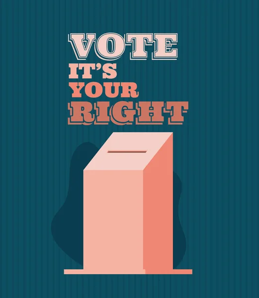 Vote box with vote its your right text vector design — стоковый вектор