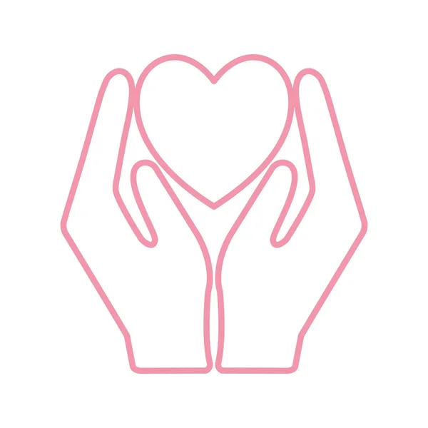 Heart between hands line style icon vector design — Stock Vector