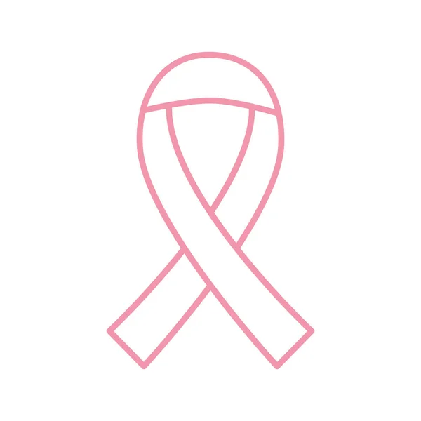 Breast cancer ribbon line style icon vector design — Stock Vector