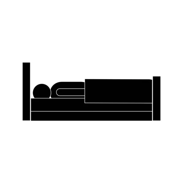 Человек в стиле силуэта кровати иконка векторный дизайн — стоковый вектор