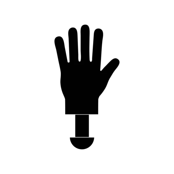 Mão prótese silhueta estilo ícone vetor design — Vetor de Stock