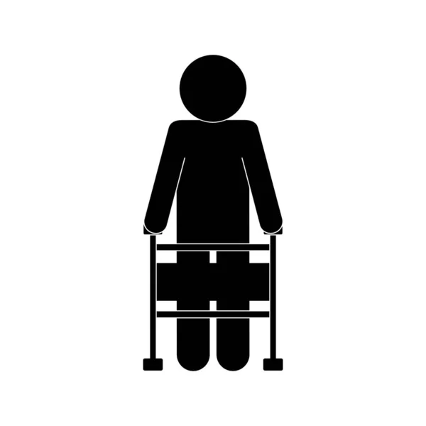 Hombre con caminante silueta estilo icono vector diseño — Vector de stock
