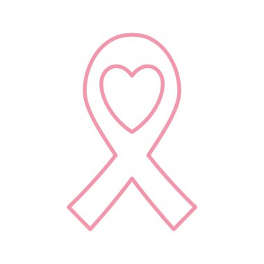 Kalp çizgisi biçim vektör tasarımlı göğüs kanseri kurdelesi