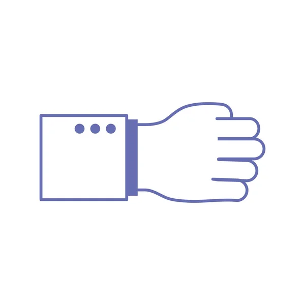 Uma linha de linguagem de sinais de mão e design de vetor ícone de estilo de preenchimento — Vetor de Stock
