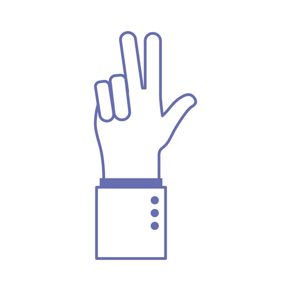 V línea de lenguaje de señas de mano y diseño de vectores icono de estilo de relleno — Vector de stock