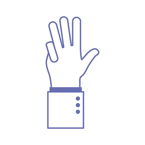 Línea de lenguaje de señas de tres manos y diseño de vector icono de estilo de relleno — Vector de stock