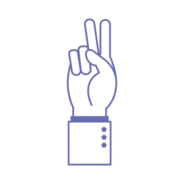 V el işareti dili çizgisi ve biçim ikonu vektör tasarımını doldur — Stok Vektör