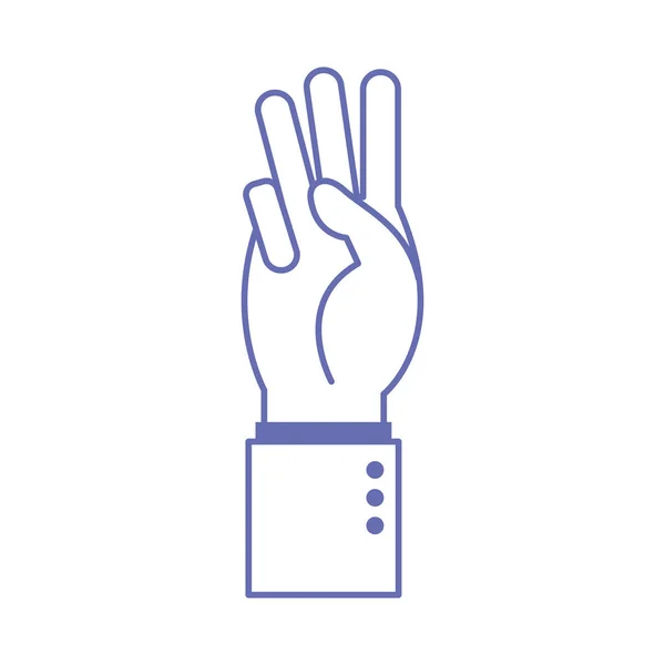 W línea de lenguaje de señas de mano y diseño de vector icono de estilo de relleno — Vector de stock