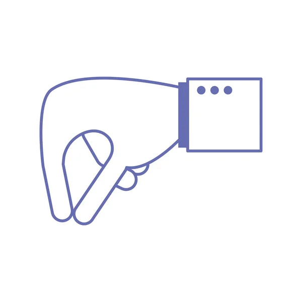 C hand sign language line and fill style icon vector design — 스톡 벡터
