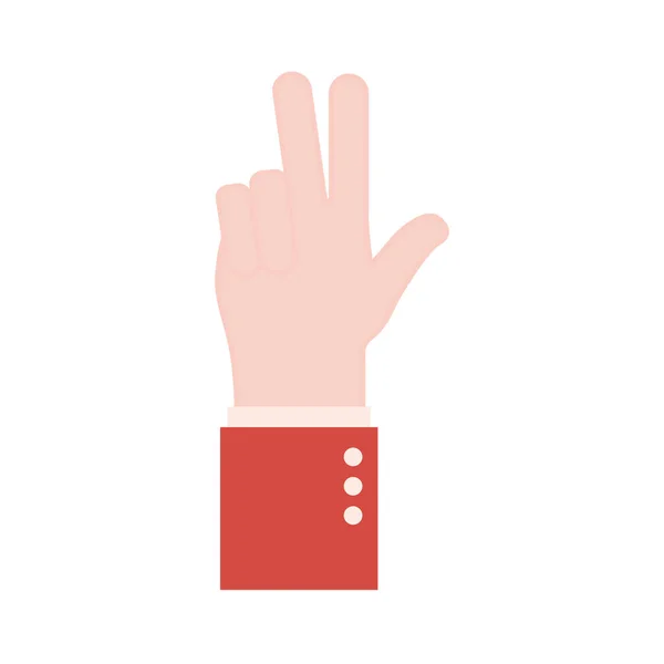 V hand sign language flat style icon vector design — Stock Vector