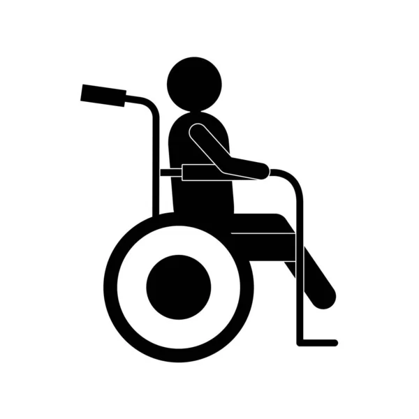 Homme sur fauteuil roulant silhouette style icône vectoriel design — Image vectorielle