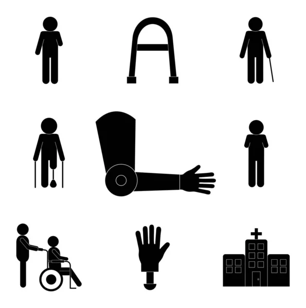 Handicapped silhouette style set of icons vector design — Stock Vector