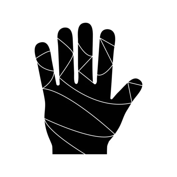 Hand mit Bandagen Silhouette Stil Ikone Vektor-Design — Stockvektor