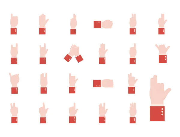 Alphabet de langue des signes main style plat icônes collection vectoriel design — Image vectorielle