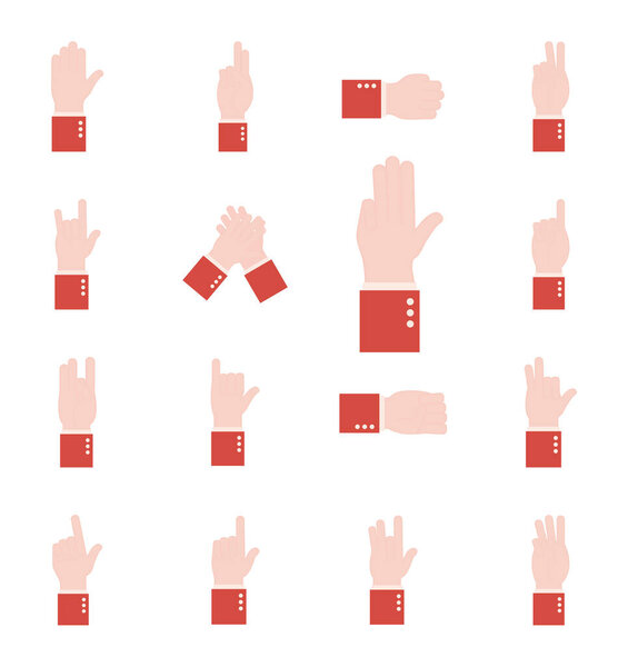 hand sign language alphabet flat style set icons vector design