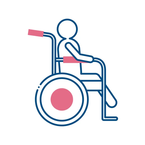 Homme sur la conception vectorielle icône de style de ligne de fauteuil roulant — Image vectorielle