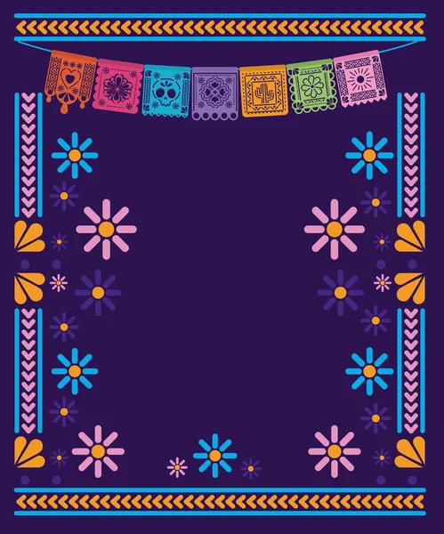 Fanion de bannière mexicaine avec design vectoriel de cadre — Image vectorielle