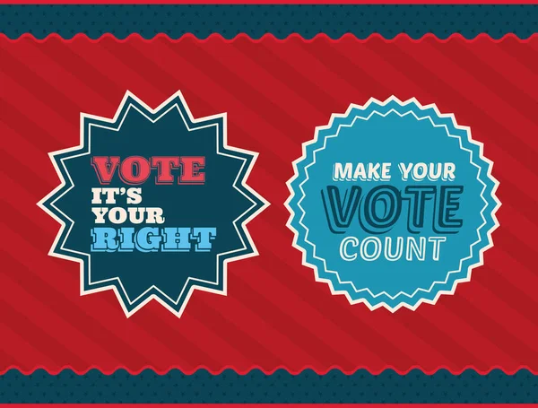 Deux timbres de vote sur fond rouge et rayé dessin vectoriel — Image vectorielle