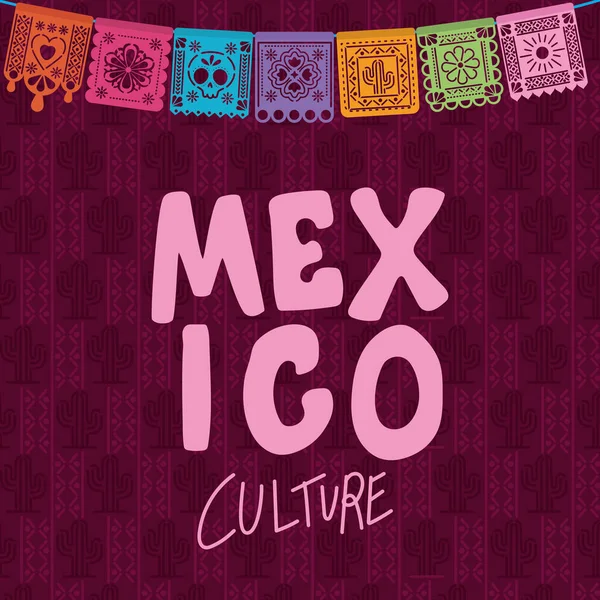 México cultura con banner banner diseño de vectores — Vector de stock